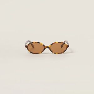 Miu Miu Tortoiseshell Oval Sunglasses - Brown Lenses